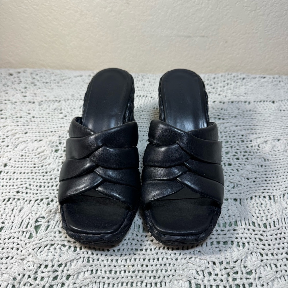 Vince Black Leather Wedges *Gilian Espadrille Wedges* Size 8.5
